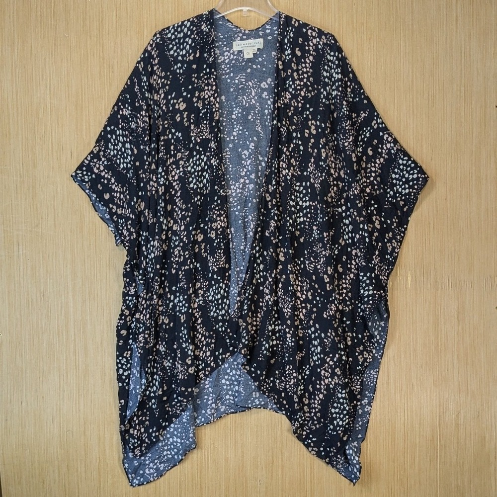 Saltwater Luxe Womens Boho Abstract Animal Print Open Front Kimono One Size